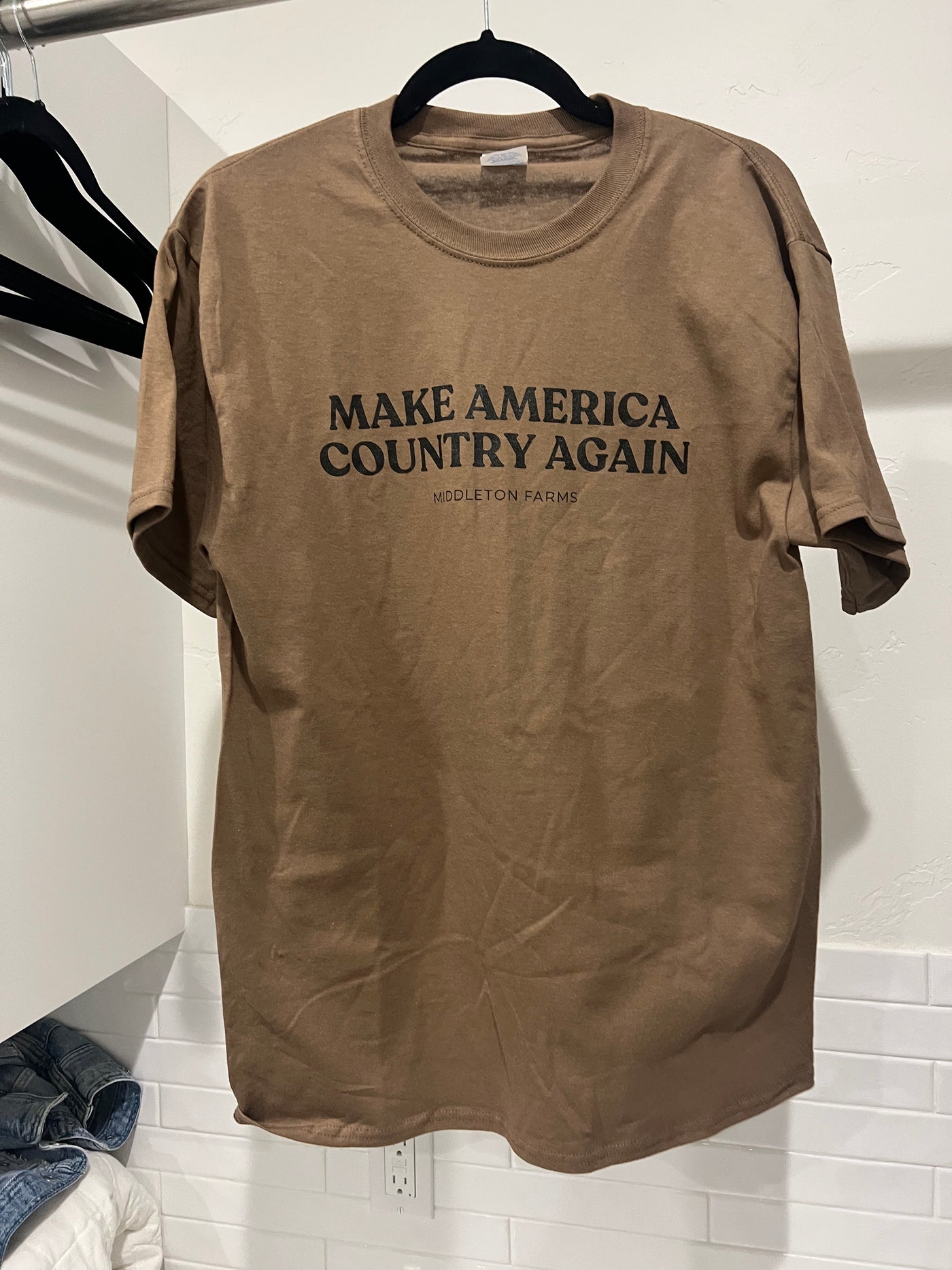 Shirt - (Tan Short Sleeve) - Make America Country