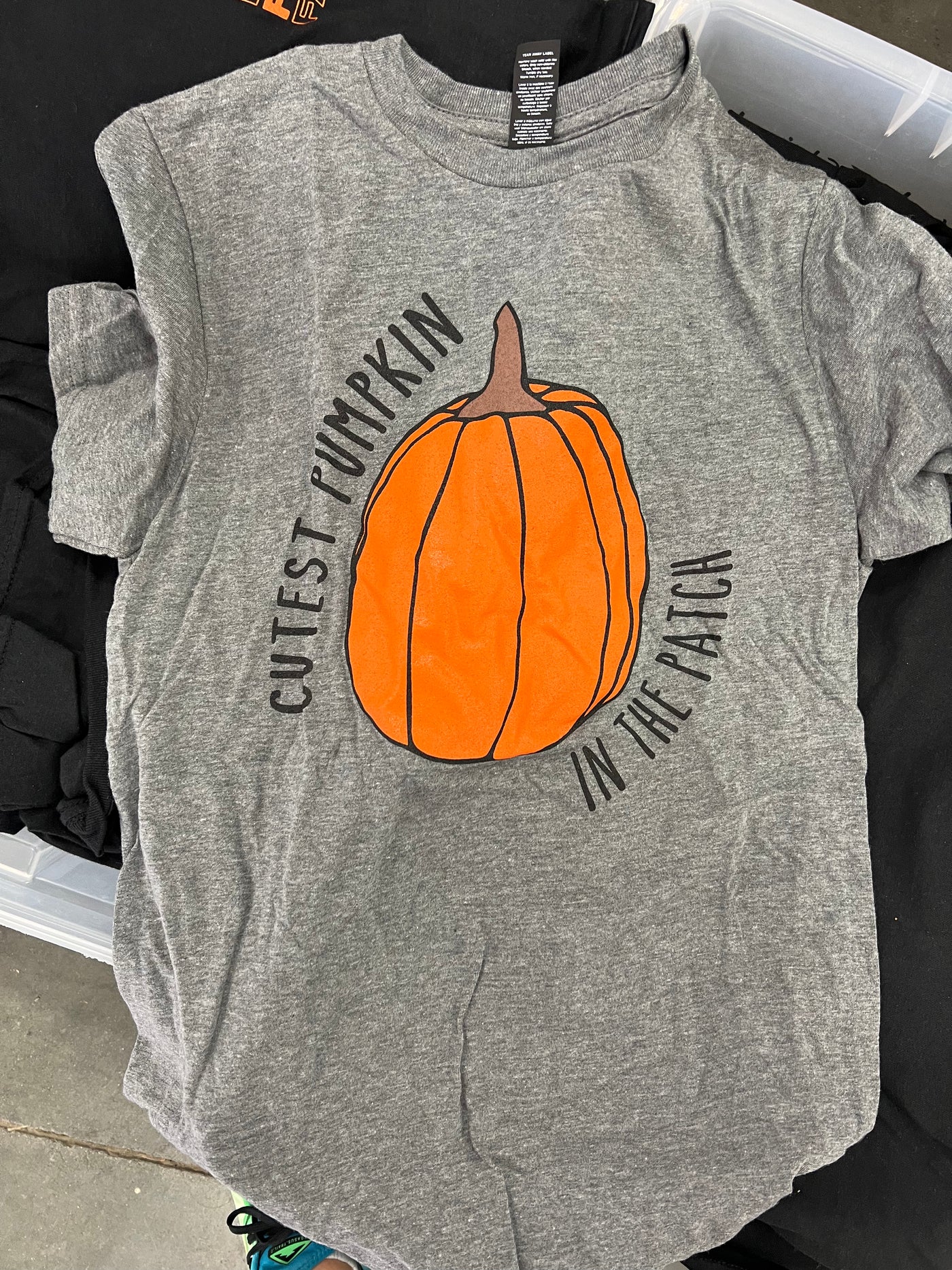 Kids Shirt (Grey Short Sleeve) - Cutest Pumpkin in the Patch